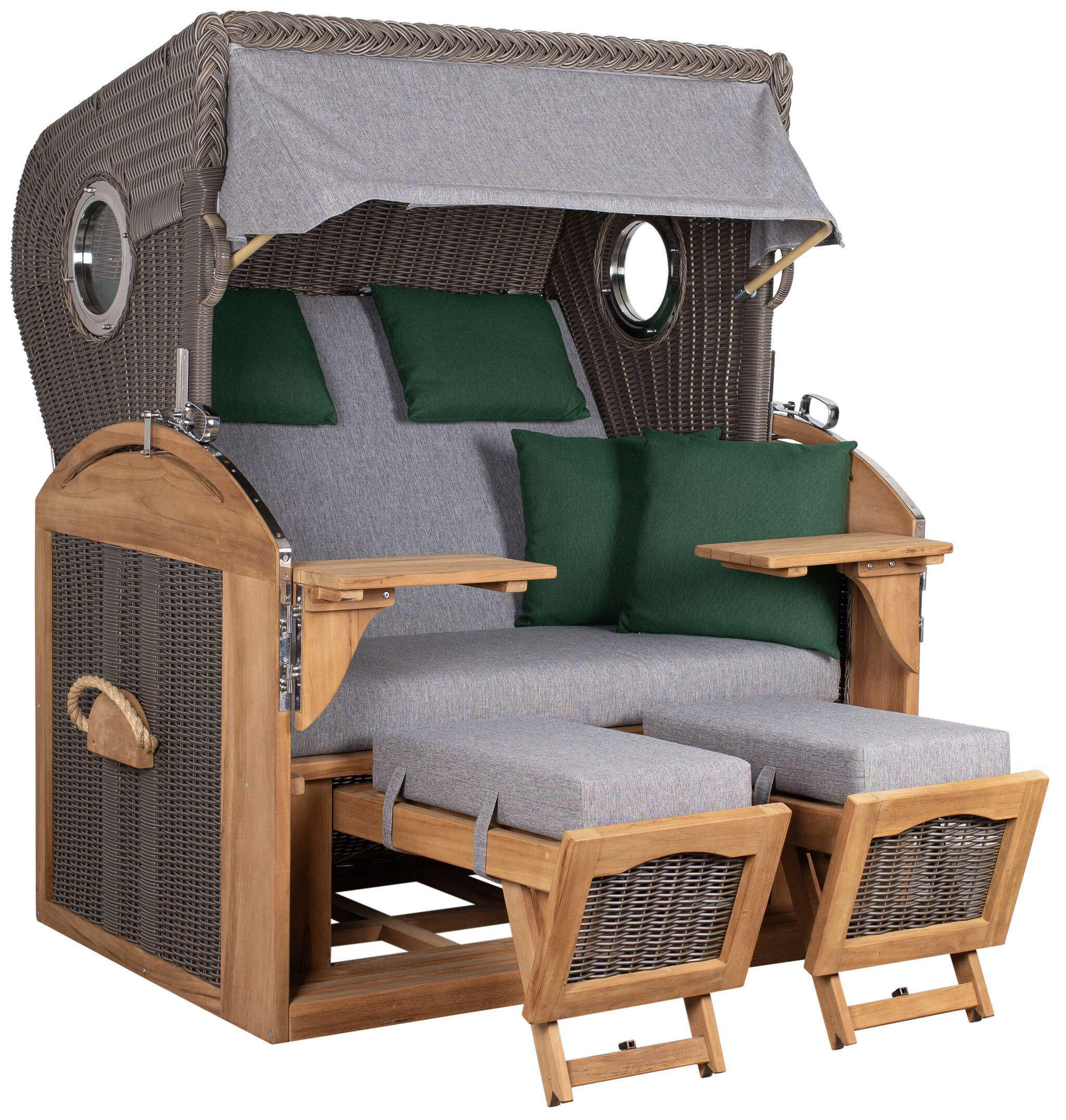 STRANDKORB XL Schillig Bullauge - Braun/Grau, Metall (142/170/95cm) - Mr. Deko