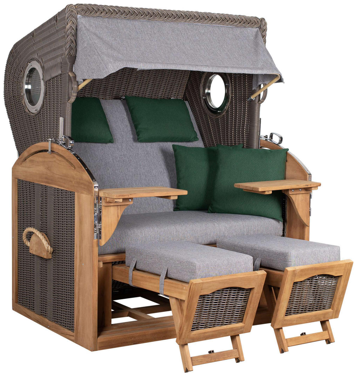 STRANDKORB XL Schillig Bullauge - Braun/Grau, Metall (142/170/95cm) - Mr. Deko