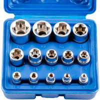 STECKSCHLÜSSELSATZ - 14-teiliger Steckschlüsselsatz Typ E in Blütenform mit Aufbewahrungsbox (blau) - Blau, Metall (13/12/5.5cm) - DCA