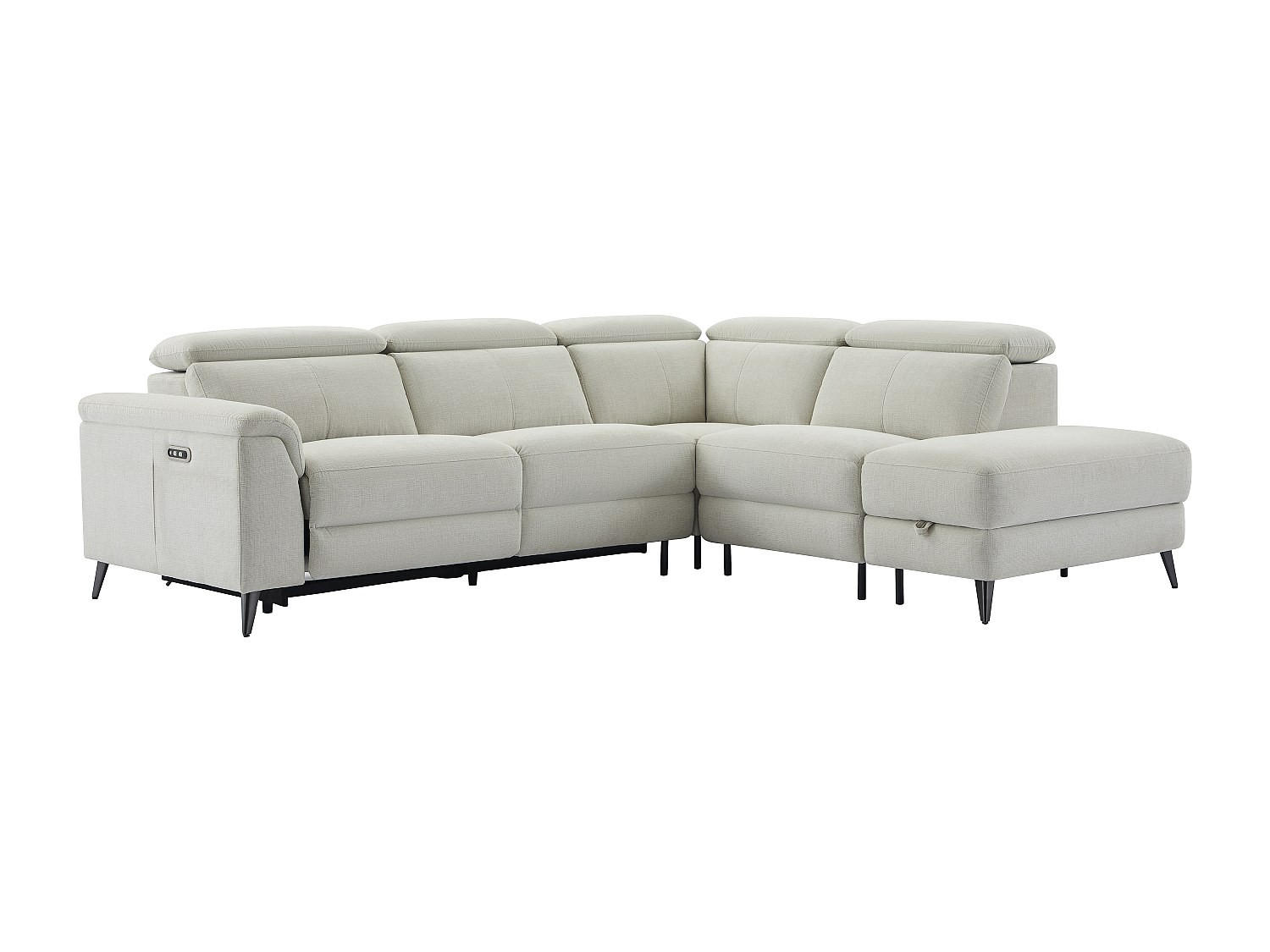 ECKSOFA Relaxsofa elektrisch - Stoff - Ecke Rechts - Beige - MAKORO - Beige, Textil (274/228cm) - Vente-Unique
