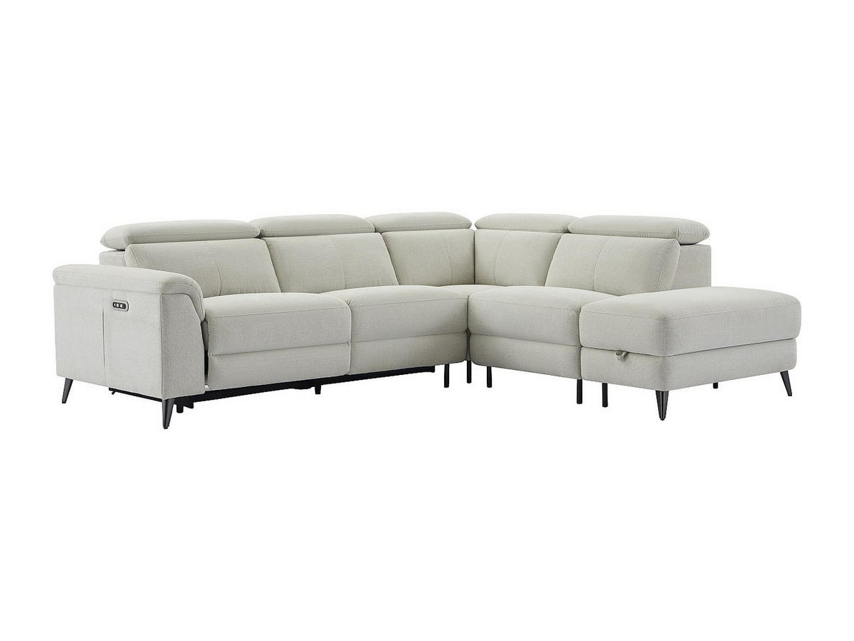 ECKSOFA Relaxsofa elektrisch - Stoff - Ecke Rechts - Beige - MAKORO - Beige, Textil (274/228cm) - Vente-Unique