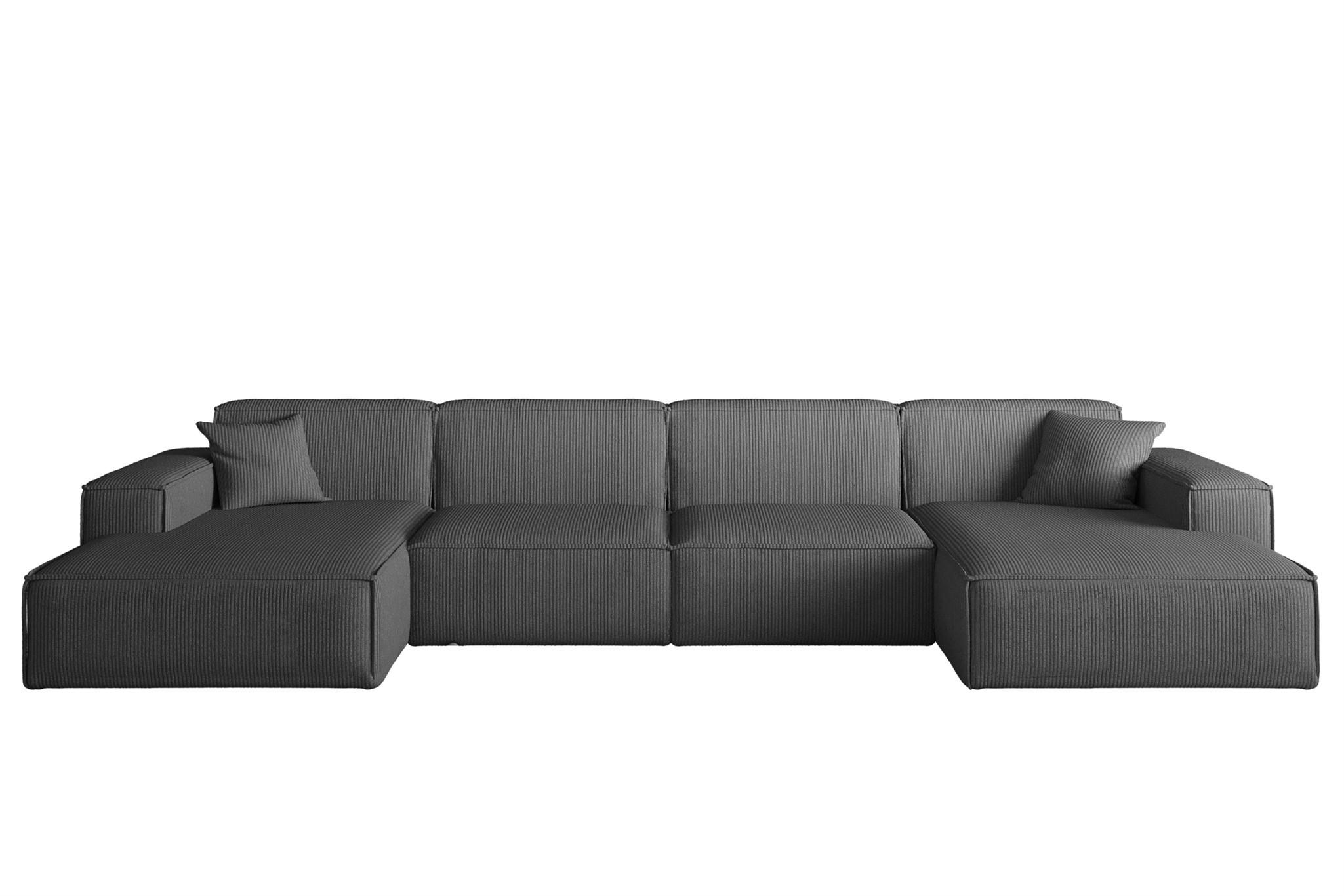 WOHNLANDSCHAFT Celes Premium In Scala - Anthrazit, Holzwerkstoff/Textil (379/73/165cm) - Fun Möbel