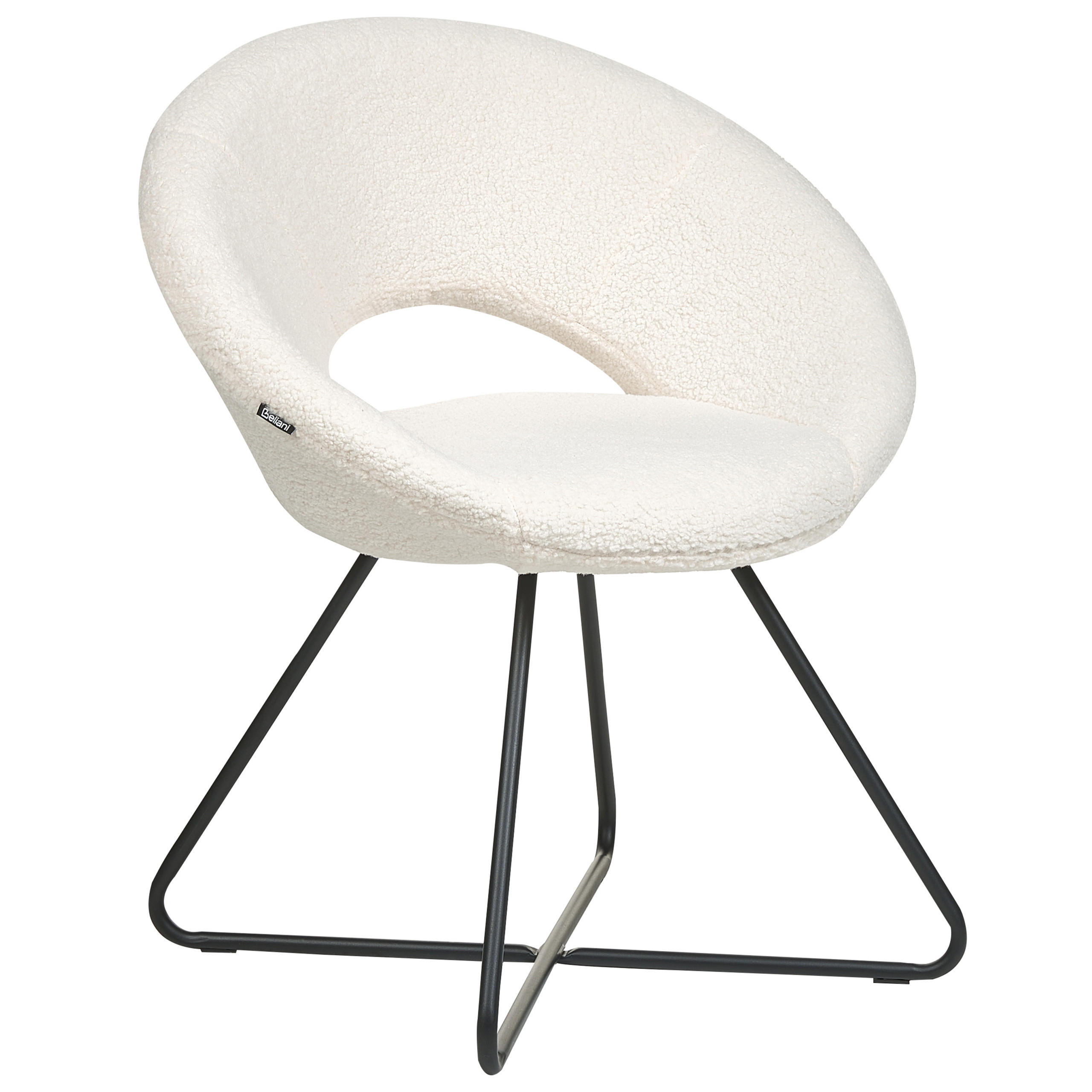 SESSEL Bouclé cremeweiß/schwarz Rachel - Schwarz/Weiß, Textil (65/77/57cm) - Beliani