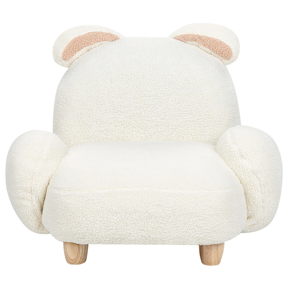 KINDERSESSEL Teddy-Optik cremeweiß Tierform Hase Kanna - Weiß, Kunststoff/Textil (65/45/51cm) - Beliani