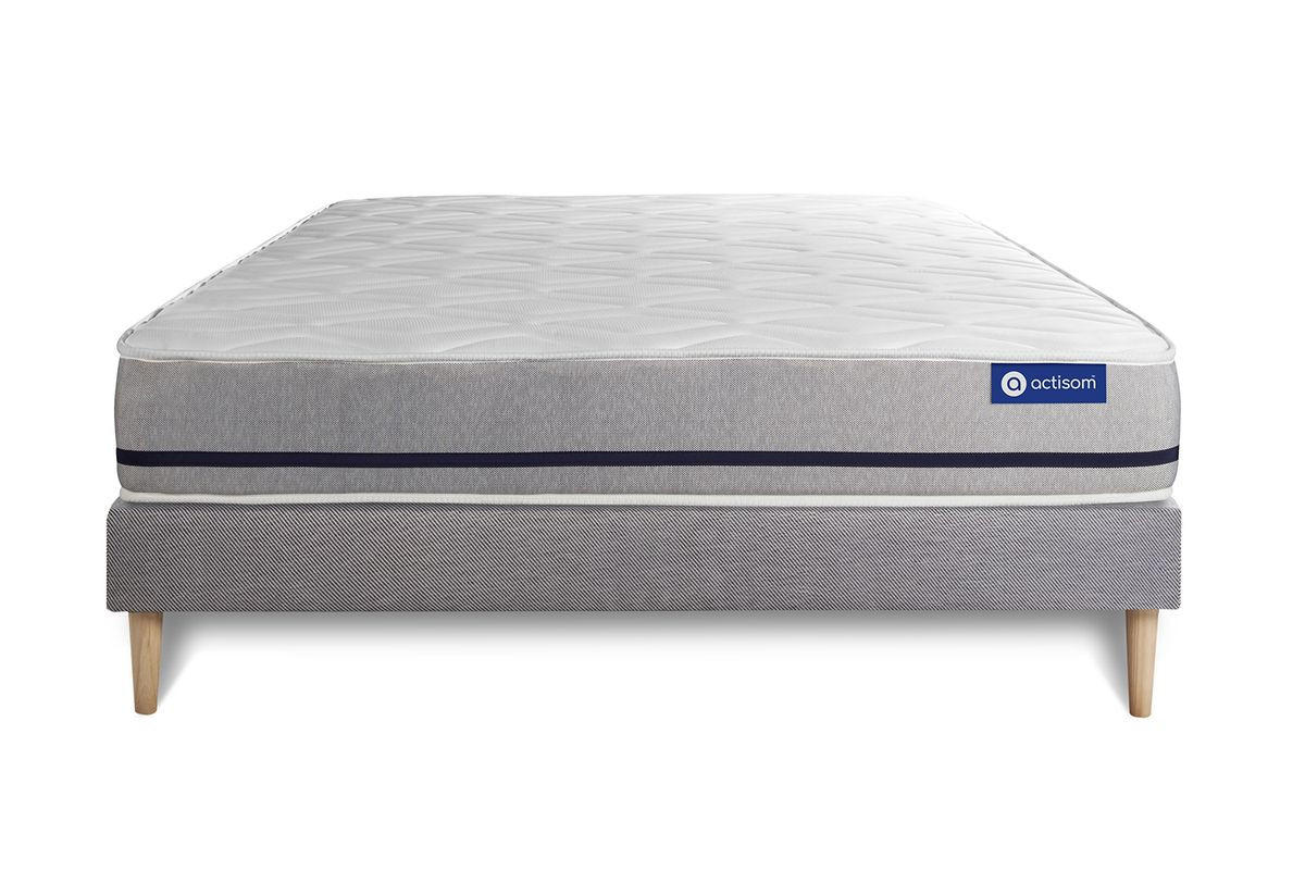 BETT Actilatex soft Latex und Memory-Schaum 160 x 195 cm h2 - Kit Bettgestell Grau - Beige/Grau, Karton/Holz (160/195cm) - ACTISOM