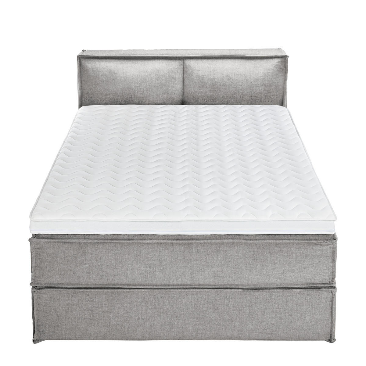 BOXSPRINGBETT mit Kopfteil - Premium - Grau, Textil (140/220cm) - home24