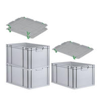 EUROBOX 3x Nextgen Economy Mit Auflagedeckel Grau/Grün Griffe Geschlossen 65 Liter - Grün, Kunststoff (40/32/60cm) - PROREGAL
