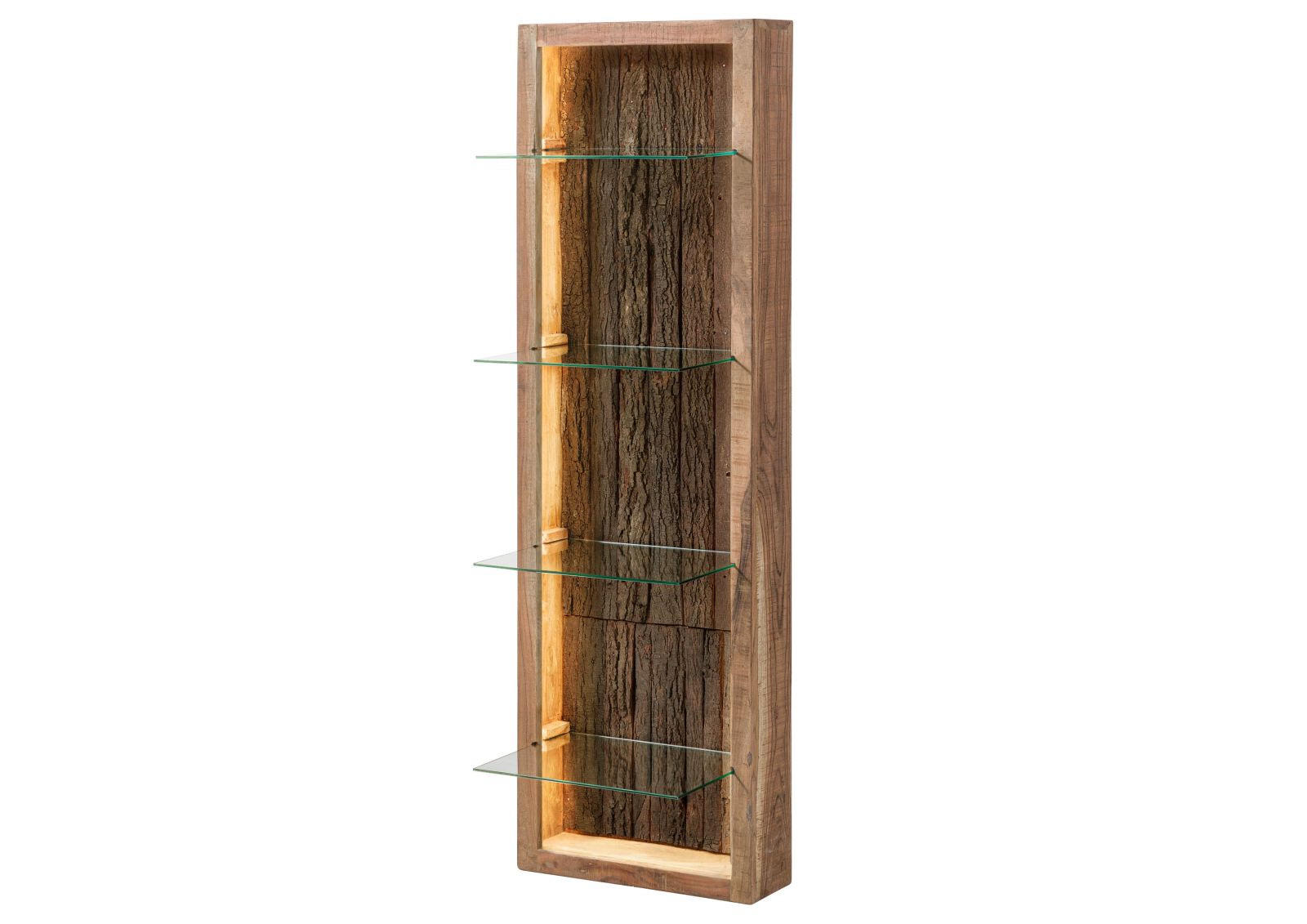 HÄNGEVITRINE Akazie 45x30x145 natur lackiert BARK #104 - Naturfarben, Holz (45/145/30cm) - Massivmoebel24