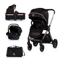 KOMBIKINDERWAGEN Euphoria 3in1 schwarz Sportsitz Babyschale umbaubar klappbar - Schwarz, Metall (88/64/107cm) - Chipolino