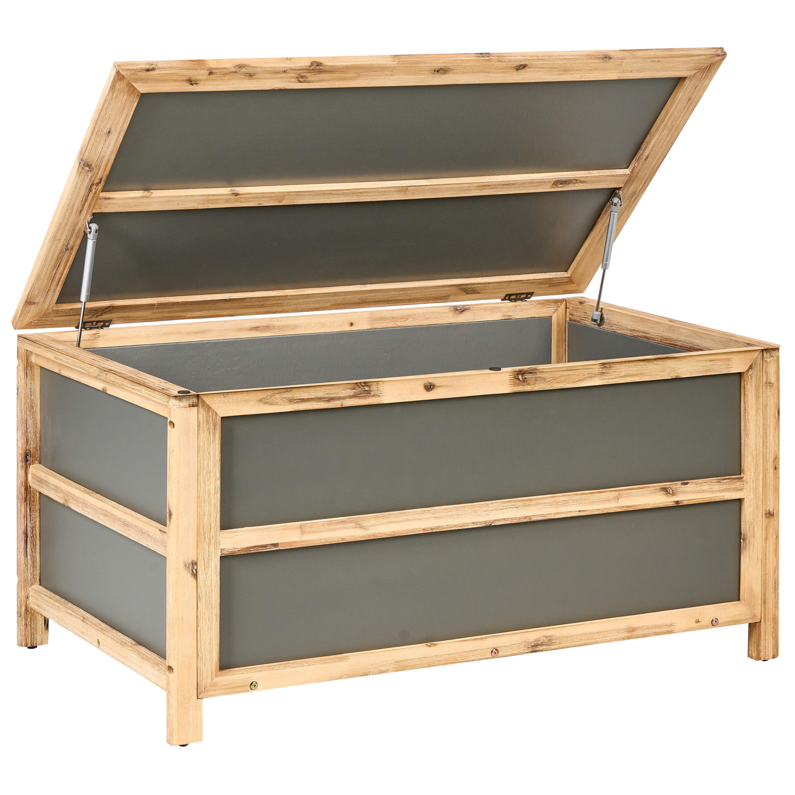 AUFBEWAHRUNGSBOX Grau Acate - Hellbraun/Grau, Stein (121/61/72cm) - Beliani