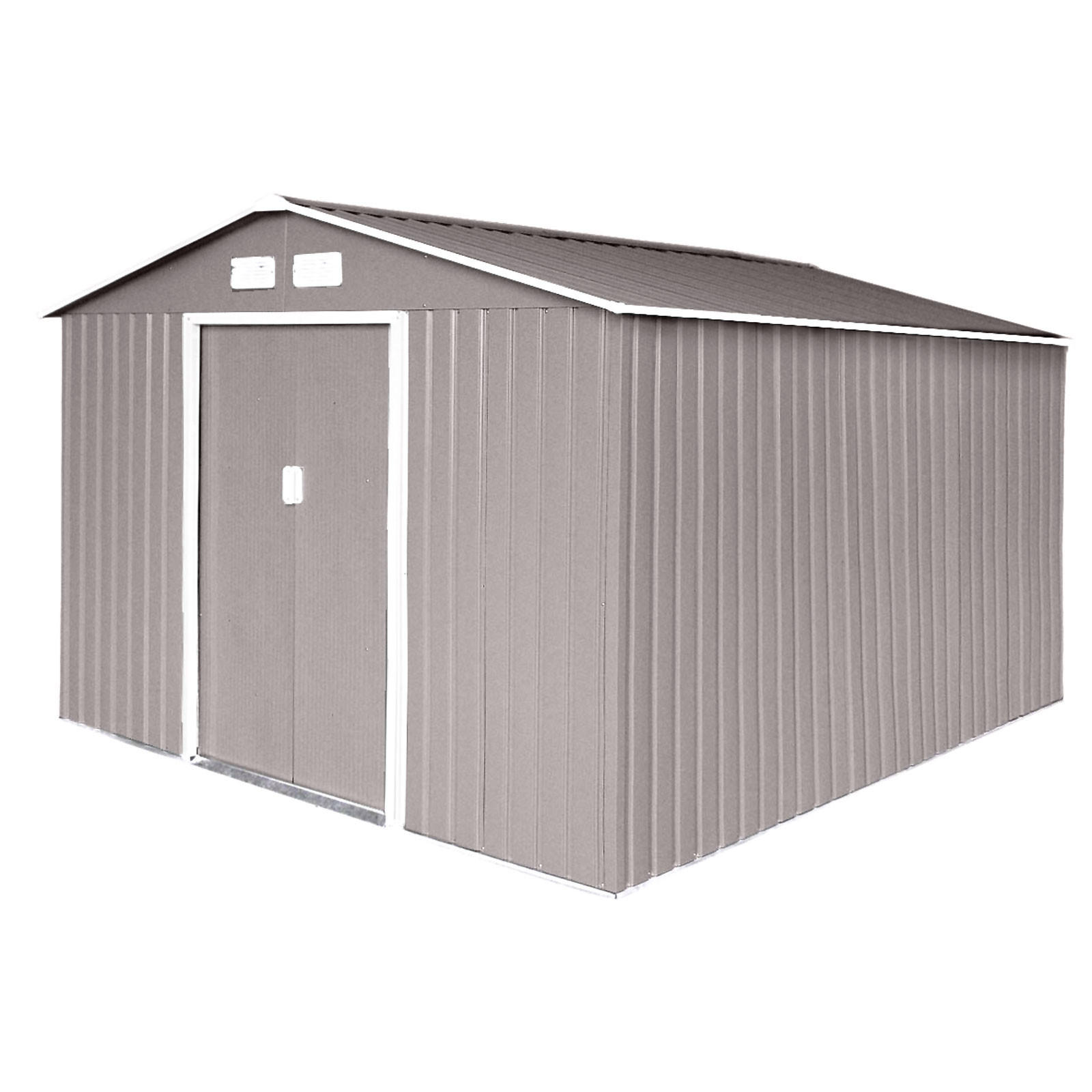 GERÄTEHAUS mit Bodenrahmen Metall S300 Hellgrau - Grau, Metall (319/192/277cm) - HATTORO