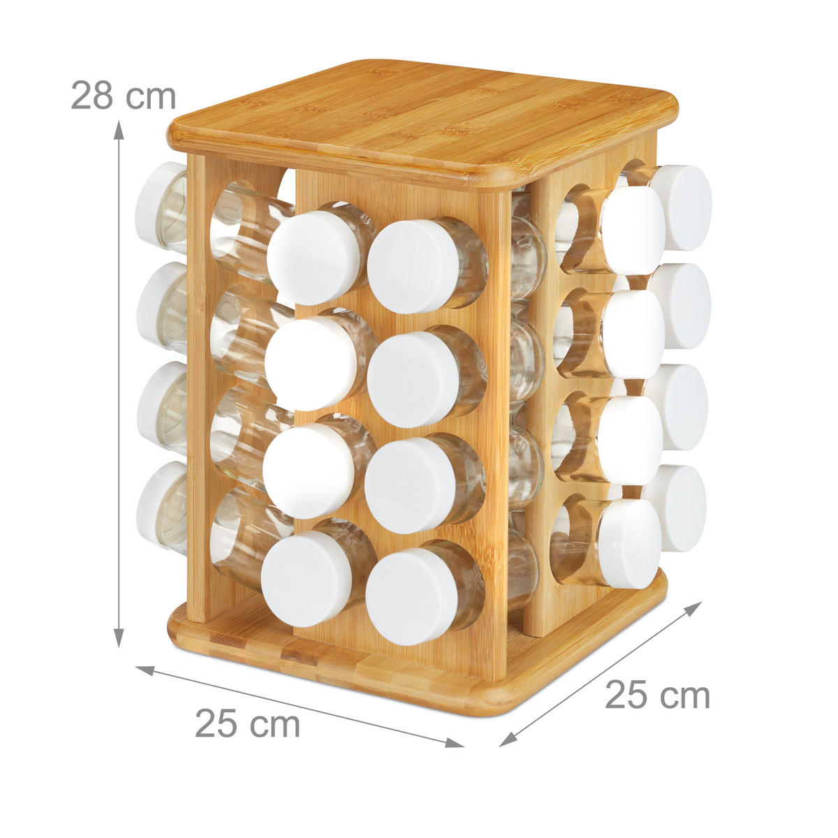 GEWÜRZKARUSSELL - Multicolor, Glas/Holz (25/28/25cm) - Relaxdays