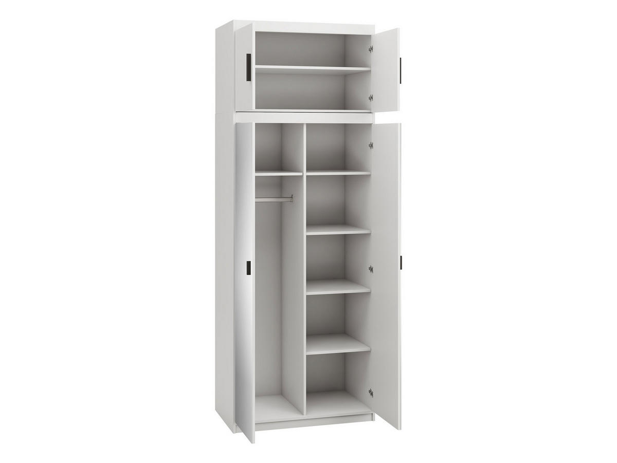 KLEIDERSCHRANK Elena 2D + Schrankaufsatz - Silberfarben/Sonoma Eiche, Holzwerkstoff/Kunststoff (90/246/53cm) - MIRJAN24
