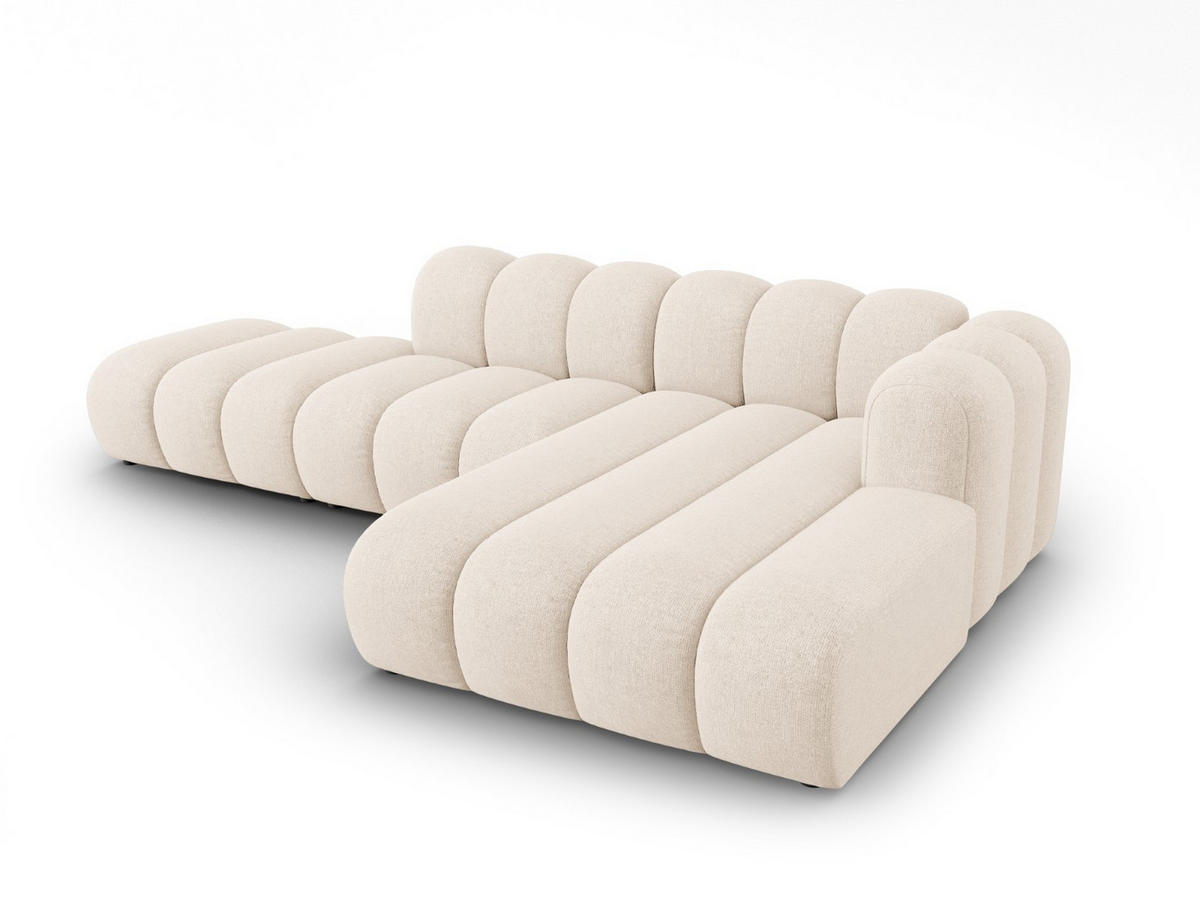 ECKSOFA modular rechts Lupine aus Chenille-Stoff leichtes beige 5 Sitzplätze - Creme, Textil (177/299cm) - Micadoni