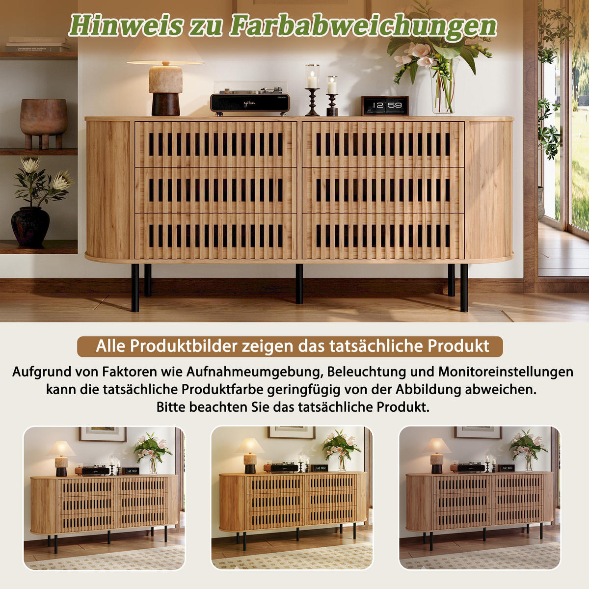PŘÍBORNÍK Přírodní se 6 zásuvkami, 160 × 40 × 70 cm - přírodní, kompozitní dřevo (160/70/40cm) - Urban Meuble