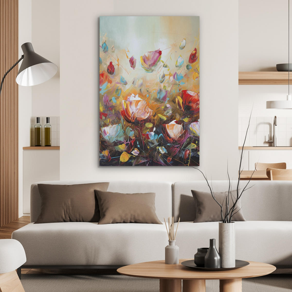 AKUSTIKBILD Blumen - Kunst - Natur - Ölgemälde Wanddeko 60x90 cm - Multicolor, Kunststoff (60/90/0.9cm) - MuchoWow