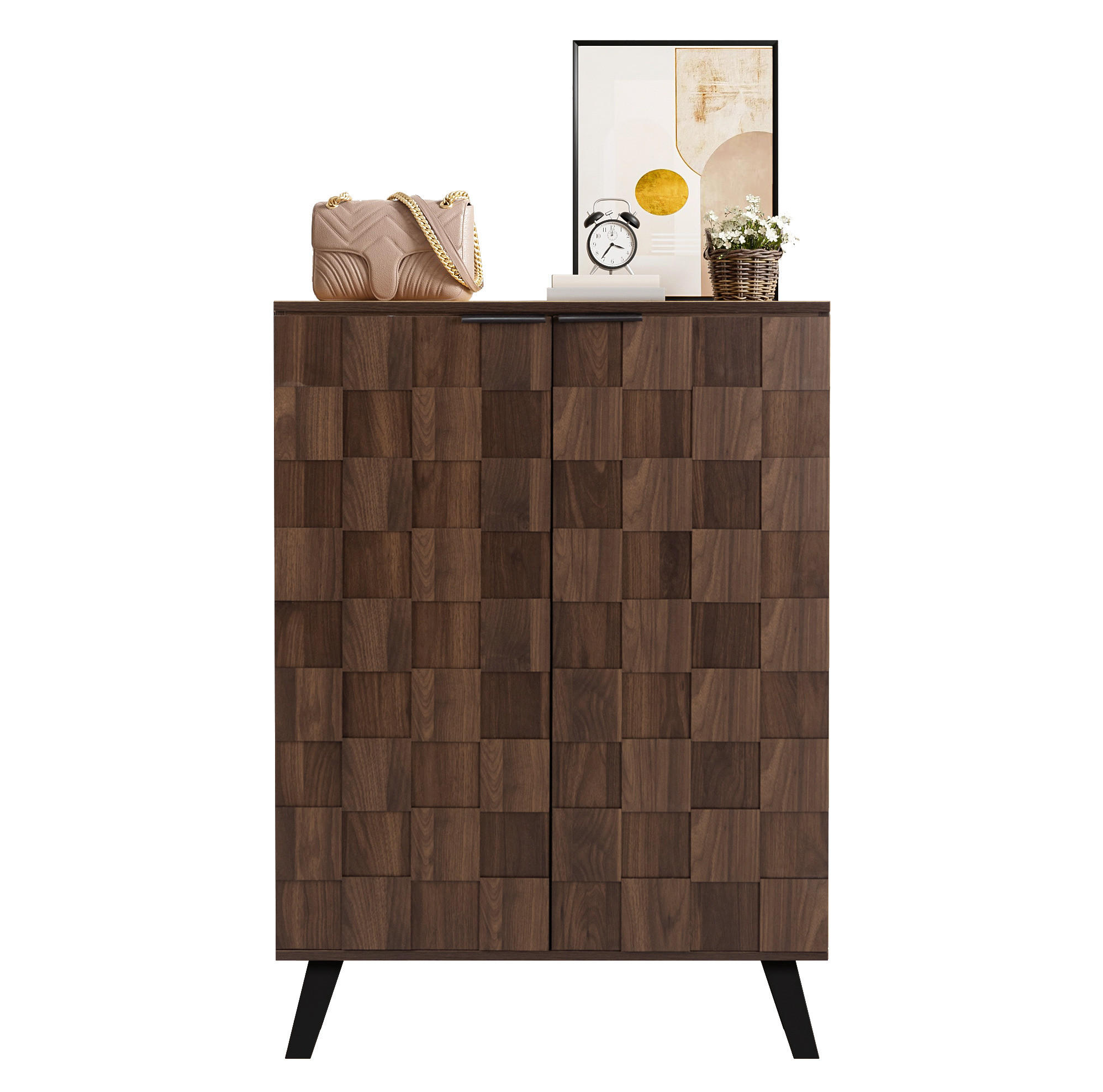 SCHUHSCHRANK 80/35,5/110 cm in dunkler Holzoptik mit 5 Fächern - Naturfarben, Holzwerkstoff (80/110/35.5cm) - Flora Grace