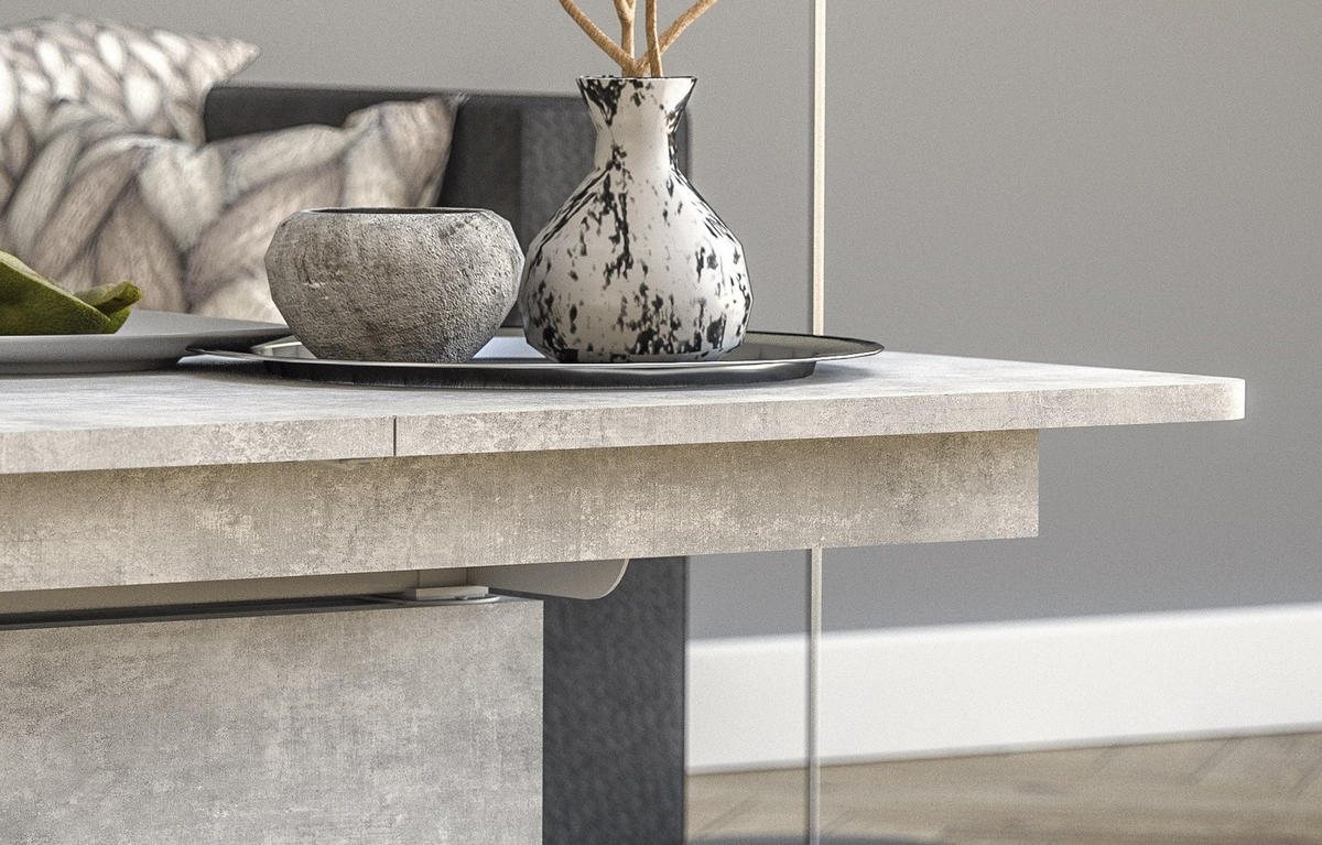 COUCHTISCH rechteckig Beton 126/70/58 cm - Hellgrau, Holzwerkstoff (70/126/57cm) - designimpex