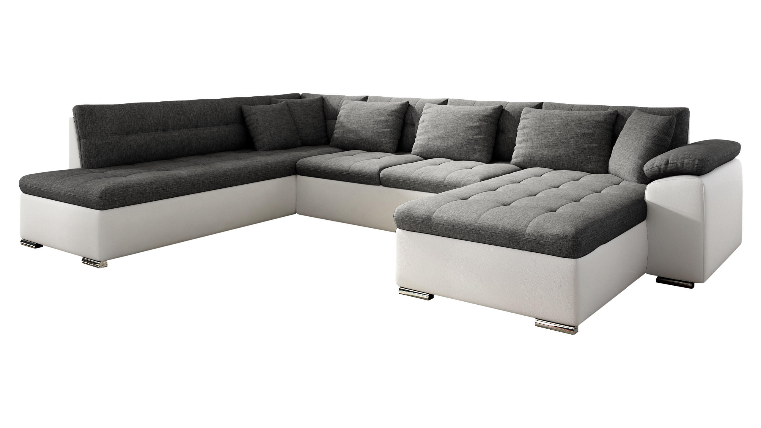 WOHNLANDSCHAFT Niko Bis Lux, Seite: Rechts - Weiß, Holz/Textil (348/76/205cm) - MIRJAN24