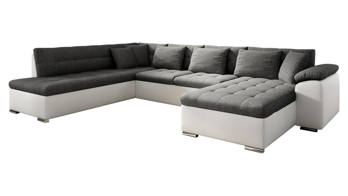 WOHNLANDSCHAFT Niko Bis Lux, Seite: Rechts - Weiß, Holz/Textil (348/76/205cm) - MIRJAN24