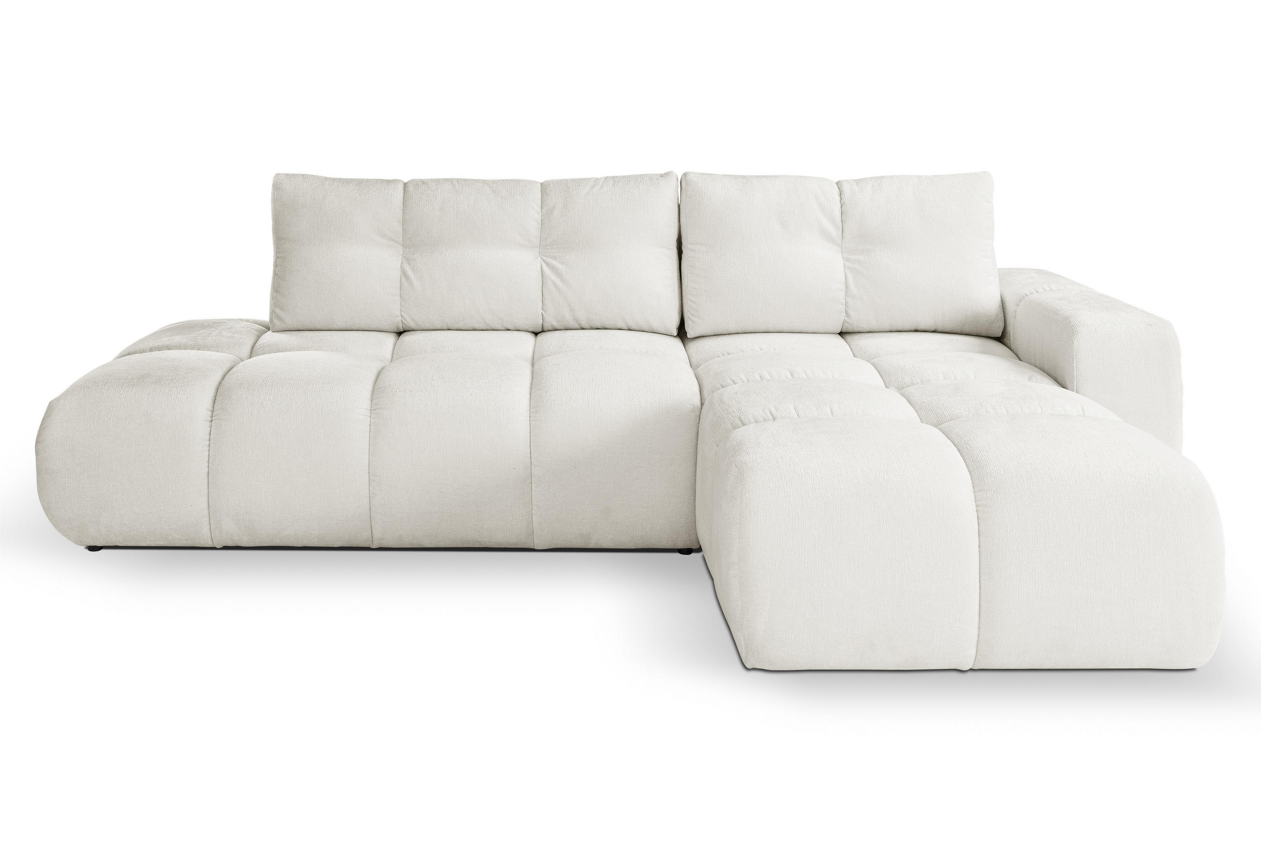 ECKSOFA L Form Hosio Cremefarbton 286/177/88 cm Rechts mit Schlaffunktion - Hellgrau/Schwarz, Kunststoff/Textil (286/177cm) - AX Living