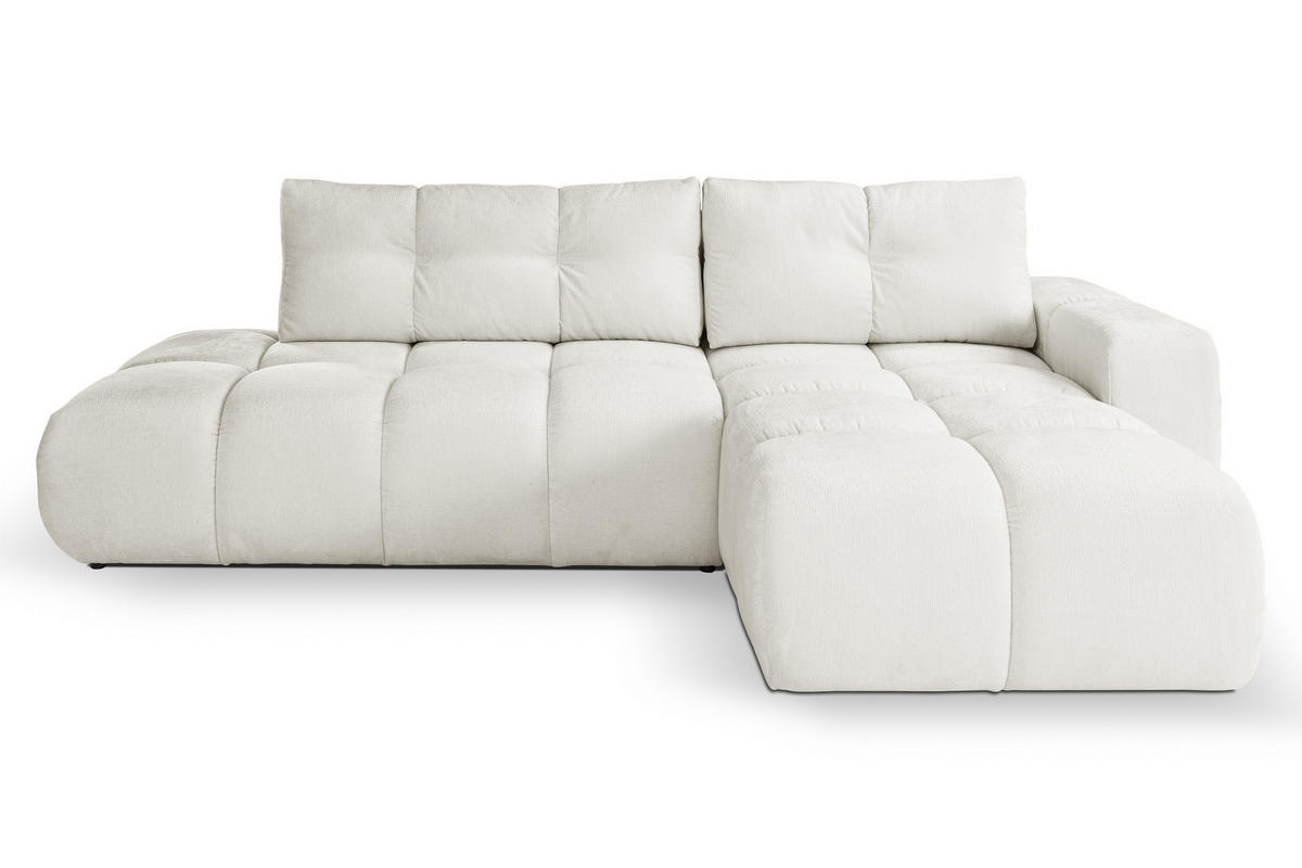 ECKSOFA L Form Hosio Cremefarbton 286/177/88 cm Rechts mit Schlaffunktion - Hellgrau/Schwarz, Kunststoff/Textil (286/177cm) - AX Living
