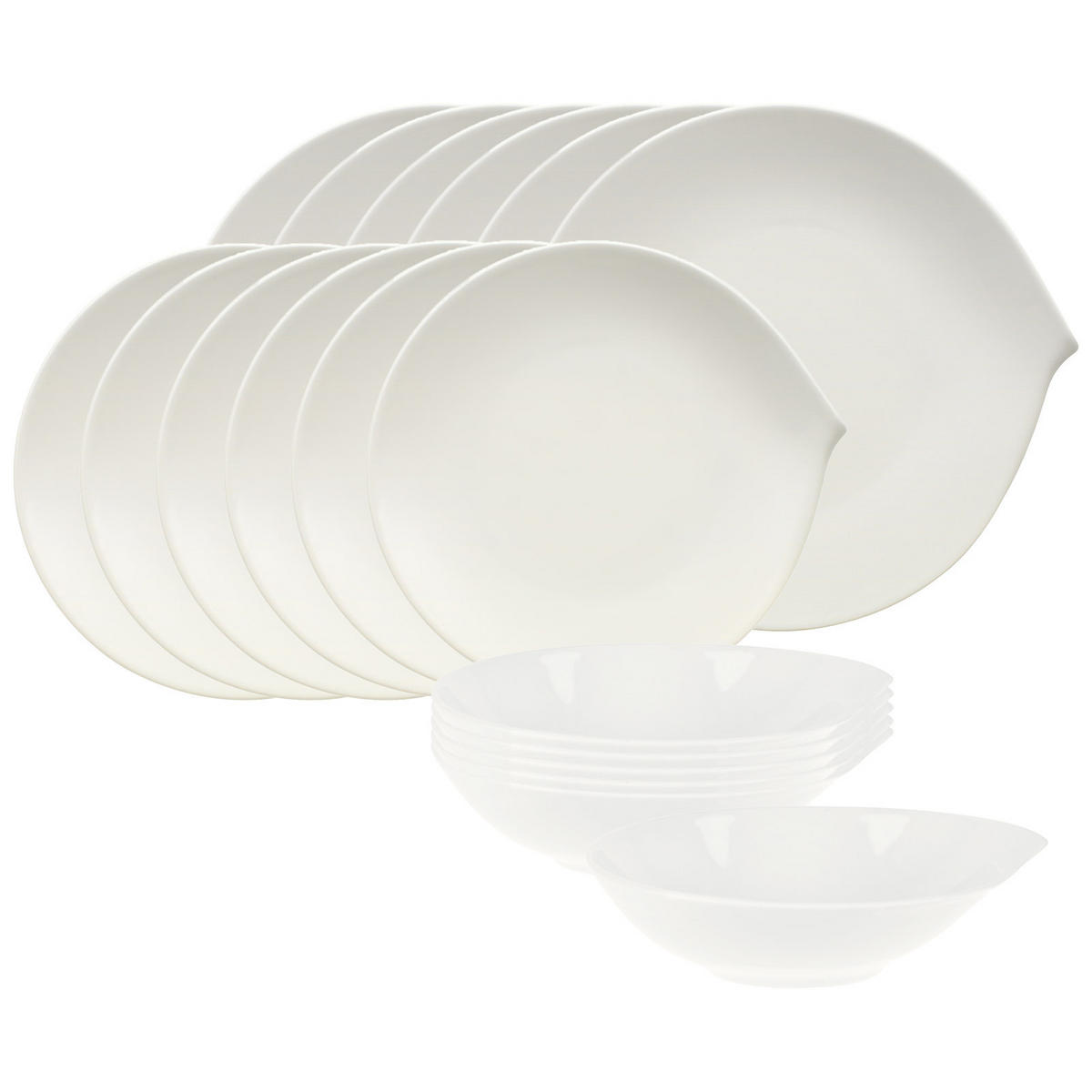 TAFELSERVICE Flow weiß 18er Set - Weiß, Keramik (1/1/1cm) - Villeroy & Boch