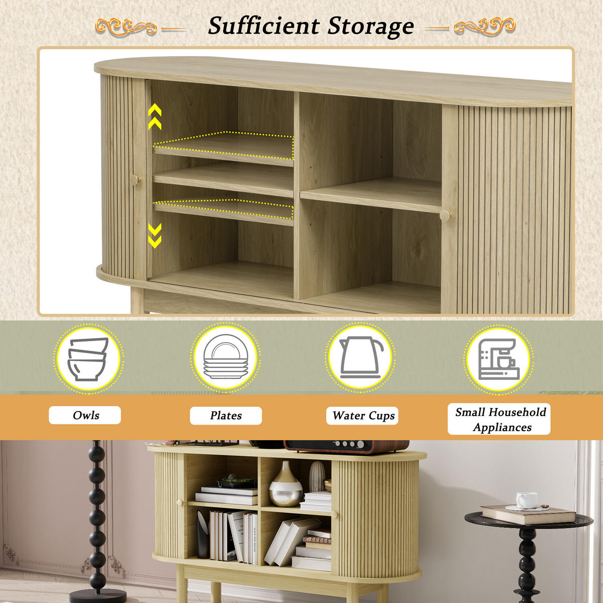 SIDEBOARD Holzoptik 138/43/75 cm - Hellbraun, Holzwerkstoff (43/75/138cm) - Urban Meuble