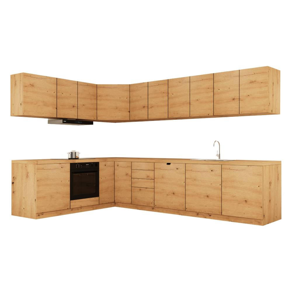 WINKELKÜCHE 300cm x 200cm- Langen KL24-M300 - in Artisan Eiche - Eiche Artisan, Holz (500/212/52cm)