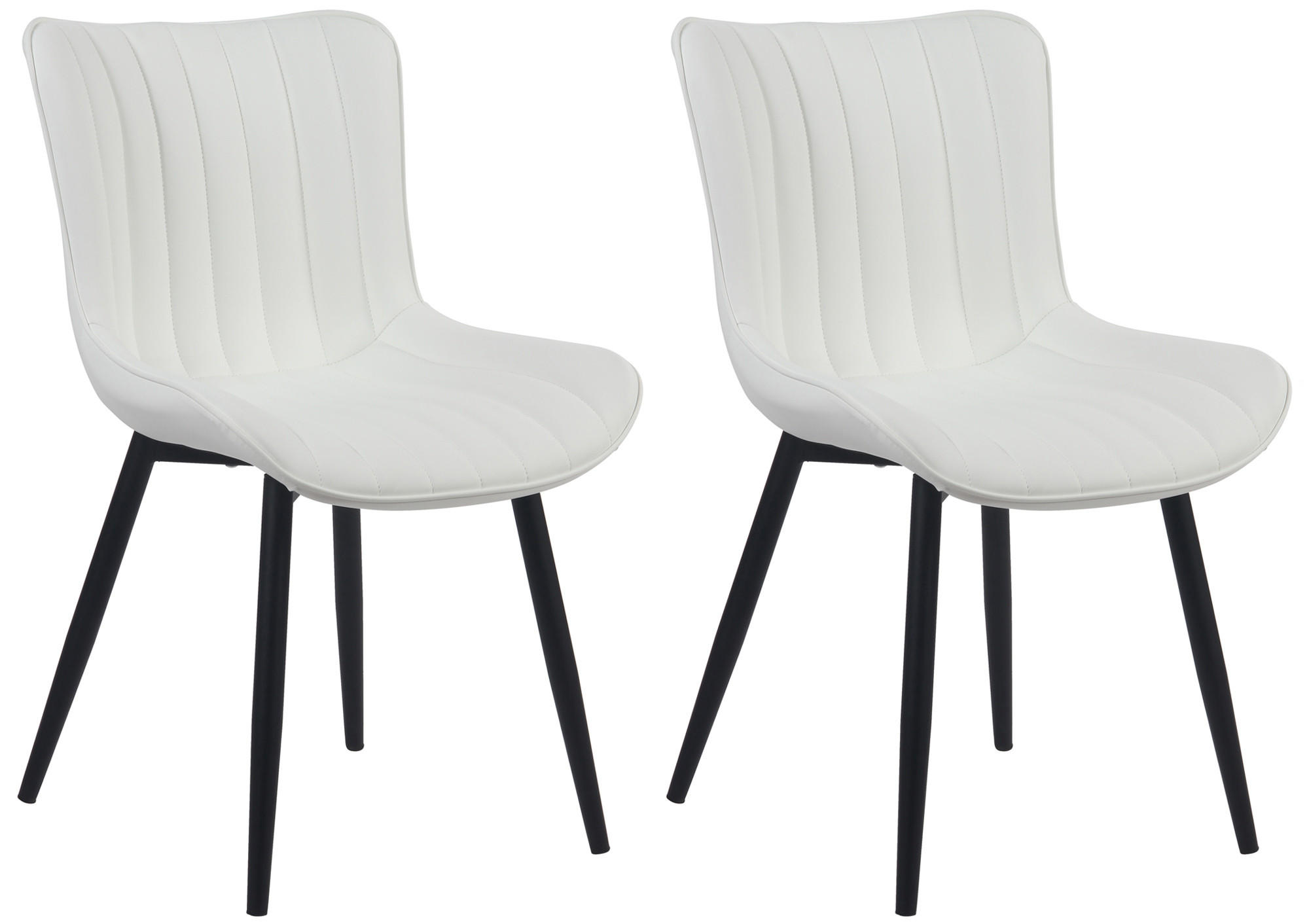 STUHL 2er Set Lederlook weiß - Schwarz/Weiß, Textil/Metall (50/81/61cm) - CLP