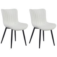 STUHL 2er Set Lederlook weiß - Schwarz/Weiß, Textil/Metall (50/81/61cm) - CLP