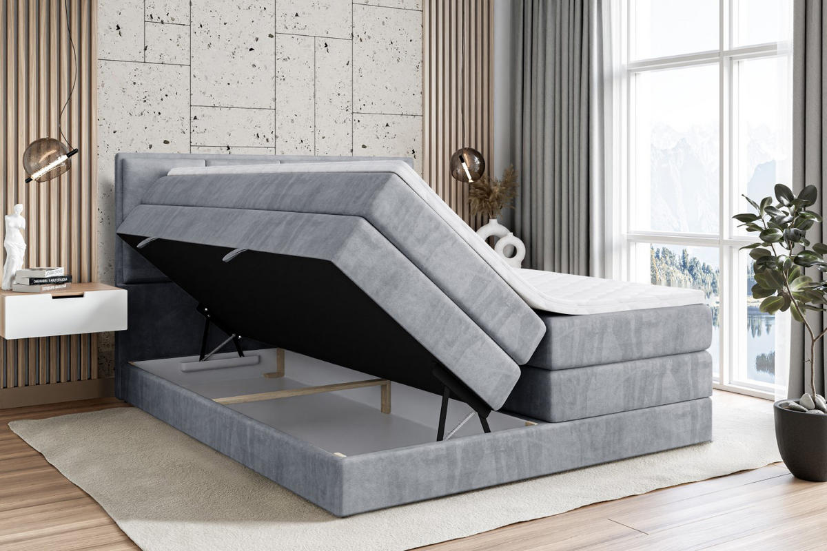 BOXSPRINGBETT NOVA KING - 160 x 200 - H3/H4 - Grau - Grau, Holzwerkstoff (160/200cm) - ALTDECOR