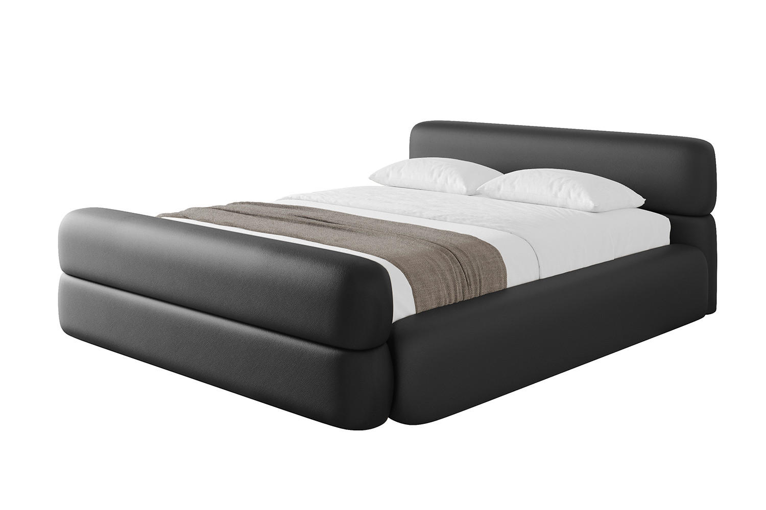 POLSTERBETT mit Bettkasten, Fußteil und Lattenrost, Boxbett ohne Matratze - ENORA-Z-V1 120x200 Schwarz Kunstleder - Schwarz Hochglanz, Holzwerkstoff/Textil (120/200cm) - ALTDECOR