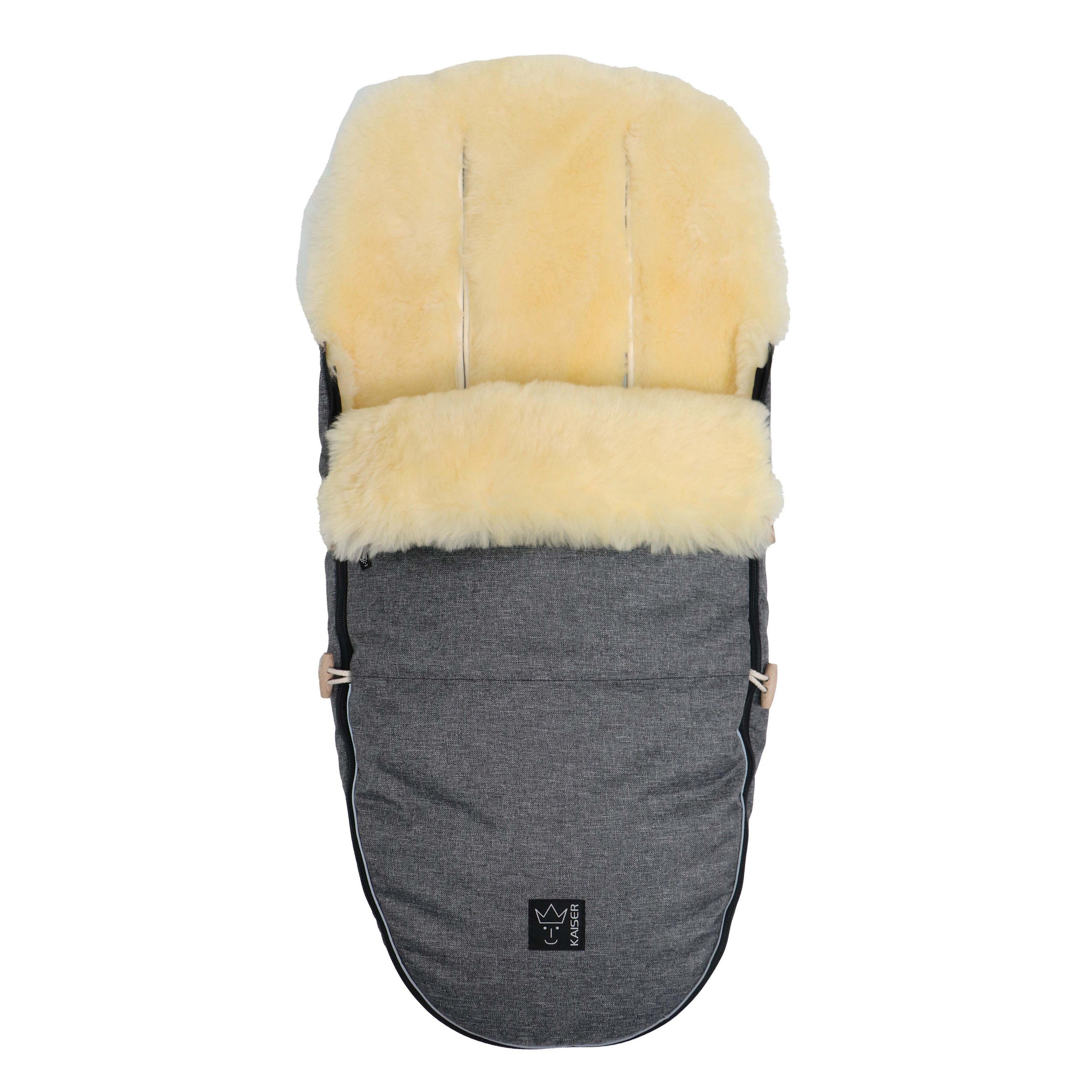 LAMMFELL-FUSSSACK Love the Nature, anthracite melange - Grau, Fell (44/95cm) - Kaiserbaby