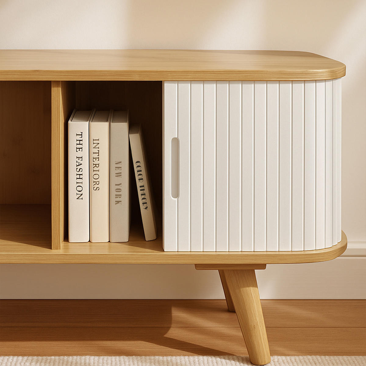 TV-ELEMENT Tysvær - Creme, Holz/Holzwerkstoff (120/58/40cm) - [en.casa]