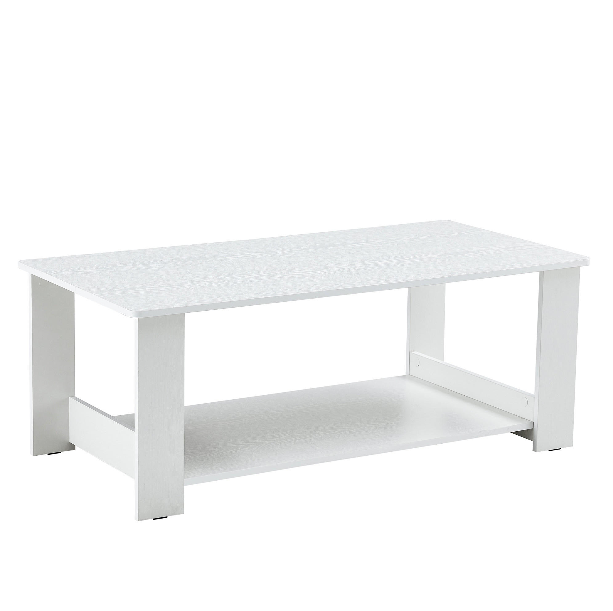 COUCHTISCH 110/55/42 cm Weiß mit Ablage aus MDF in Holzoptik - Weiß, Holzwerkstoff (110/55/42cm) - OKWISH