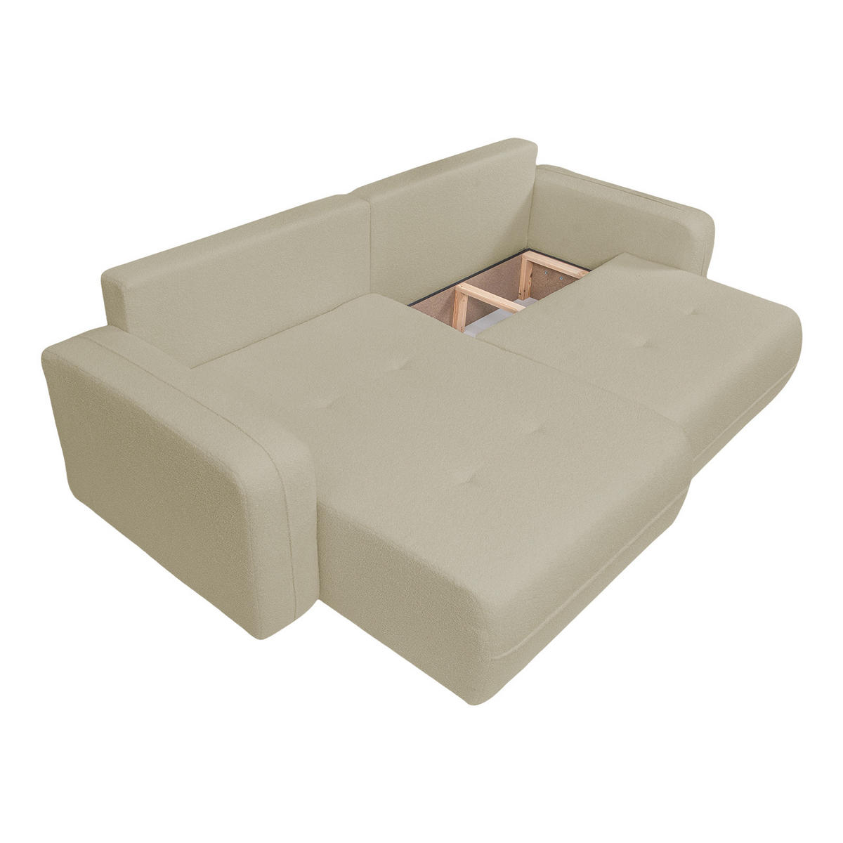 ECKSOFA Oreo L-Form Mit Bettkasten Und Schlaffunktion Quelle-Stoff Beige Links - Beige, Holz (143/247cm) - Kaiser Möbel