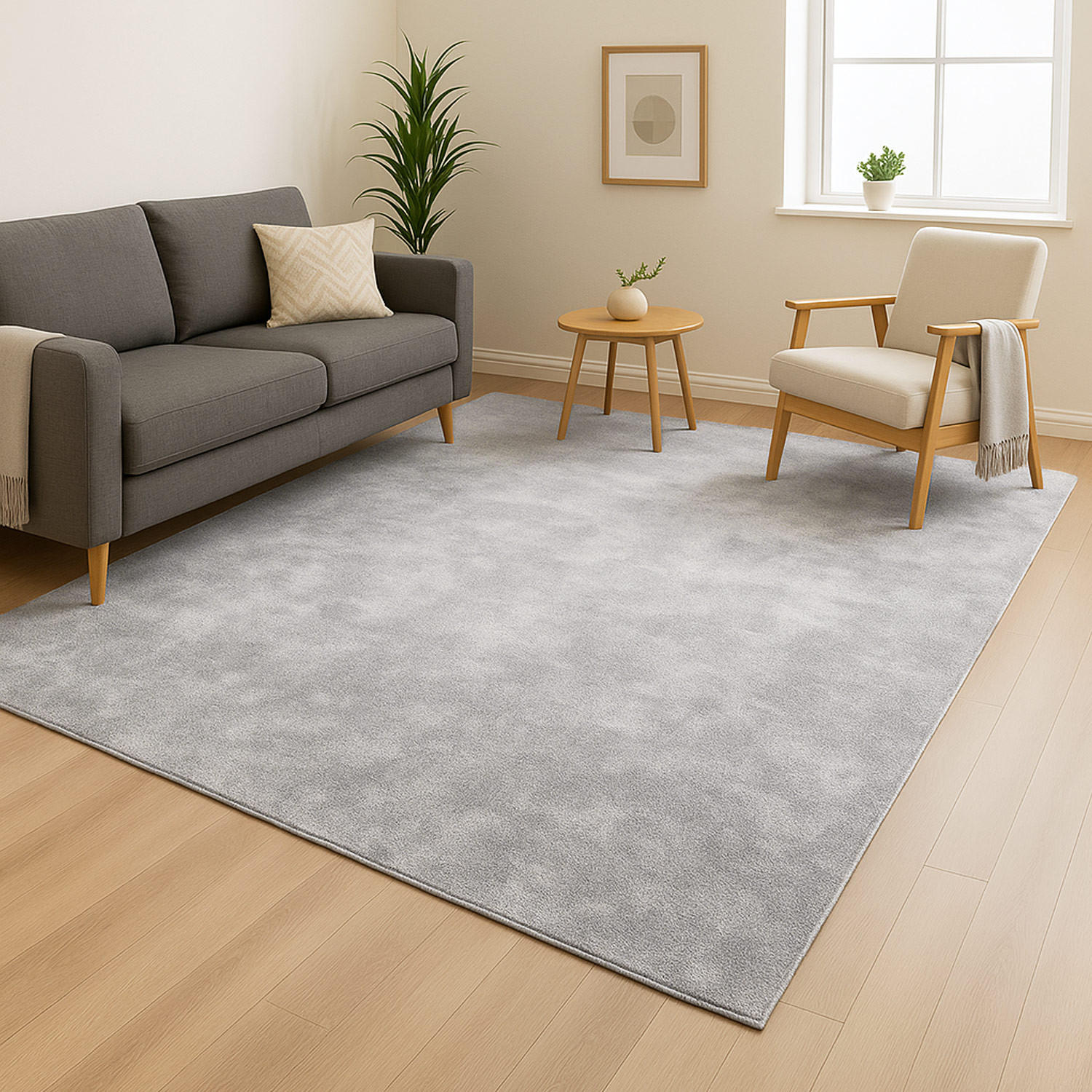 Thumbnail - carpet city Kurzflor-Teppich, Grau, Textil, Uni, Rechteckig, 160x220 cm, Oeko-Tex® Standard 100, waschbar, Teppiche & Bö...
