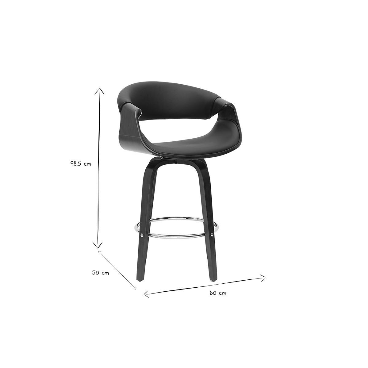 BARHOCKER Design Schwarz Dunkles Holz 65 cm ARAMIS - Schwarz, Holz (50/98.5/60cm) - Miliboo