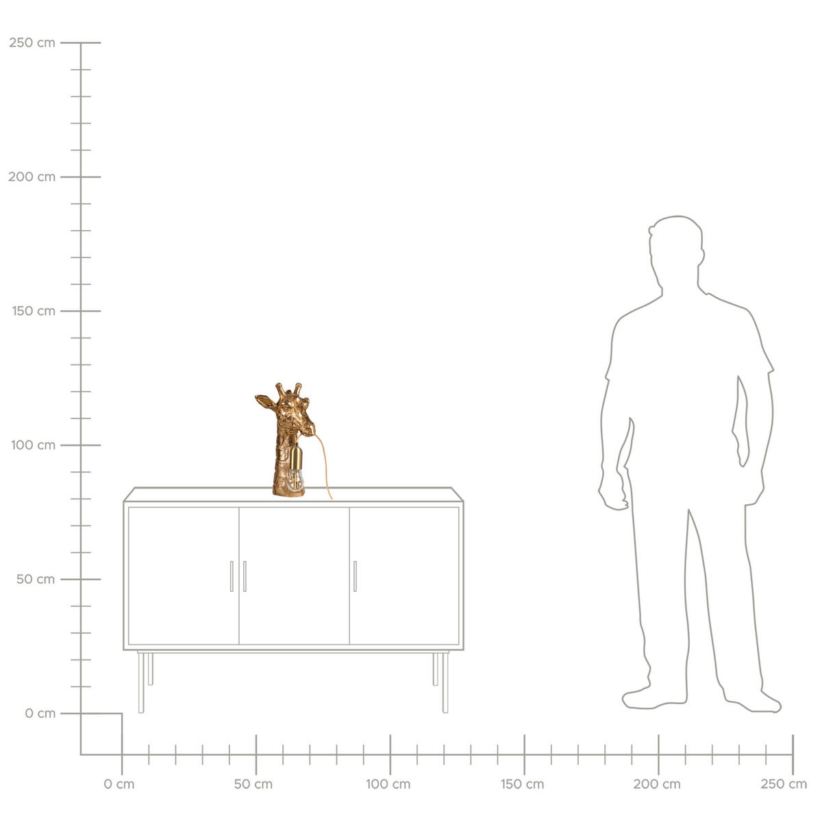TISCHLAMPE Giraffe Gold Malaika - Messingfarben/Goldfarben, Kunststoff (23/16/40cm) - Beliani