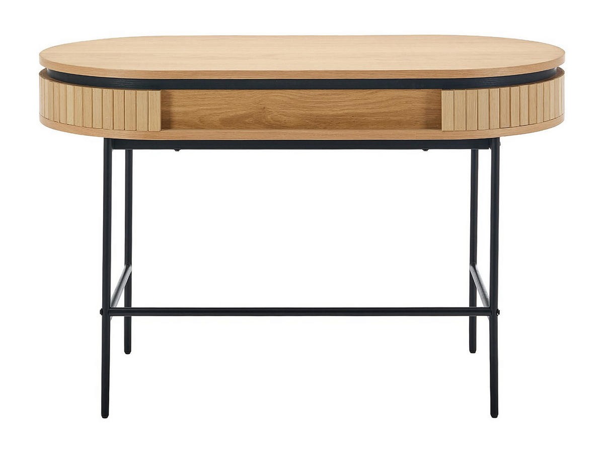SCHREIBTISCH mit 1 Schubladen - Eichenfurnier - Holzfarben & Schwarz - CARDIONA - Schwarz, Holz (60/120/76cm) - Vente-Unique
