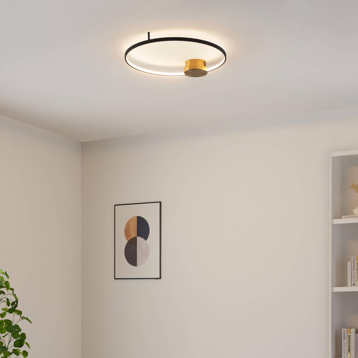 DECKENLEUCHTE Alisa, Schwarz und gold, 67cm, Dimmbar - Goldfarben, Metall (67/60/6cm) - KOSILUM