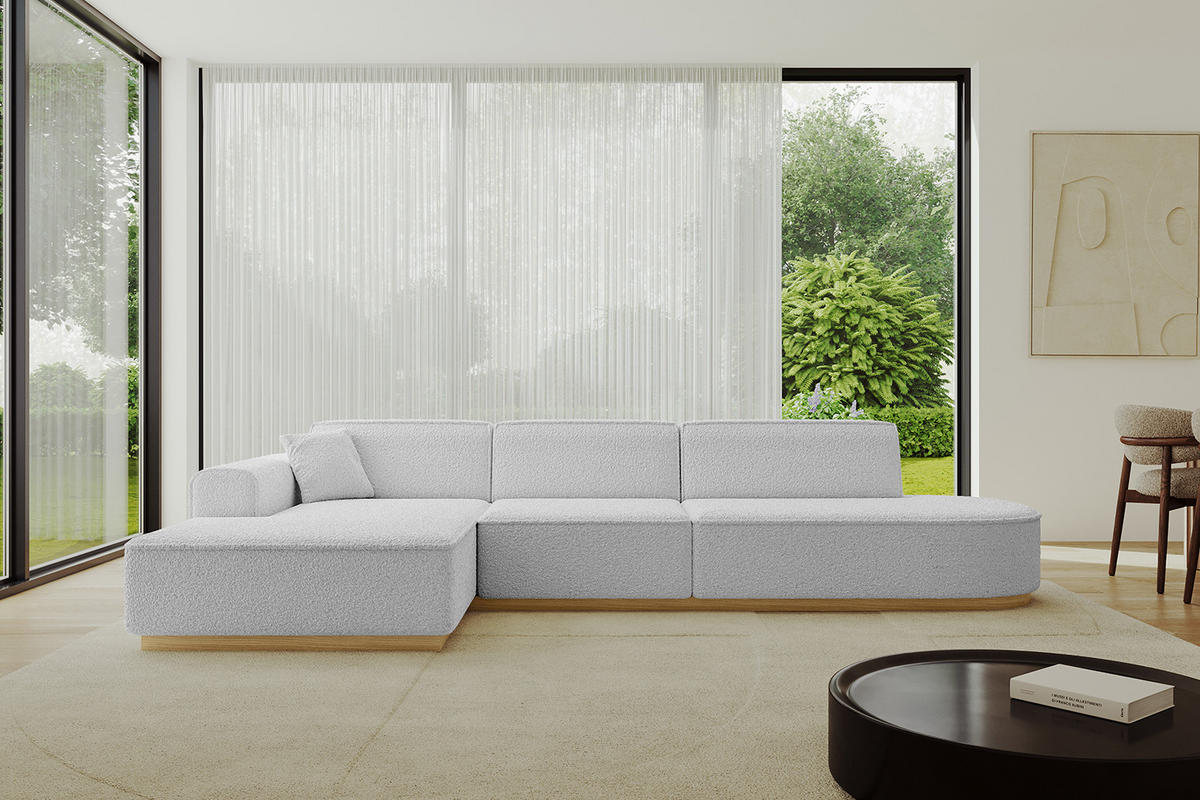 ECKSOFA Ottomane Links IREA-L2-v2 - 327x165x80 cm Hellgrau - Hellgrau, Holzwerkstoff/Textil (327/165cm) - ALTDECOR