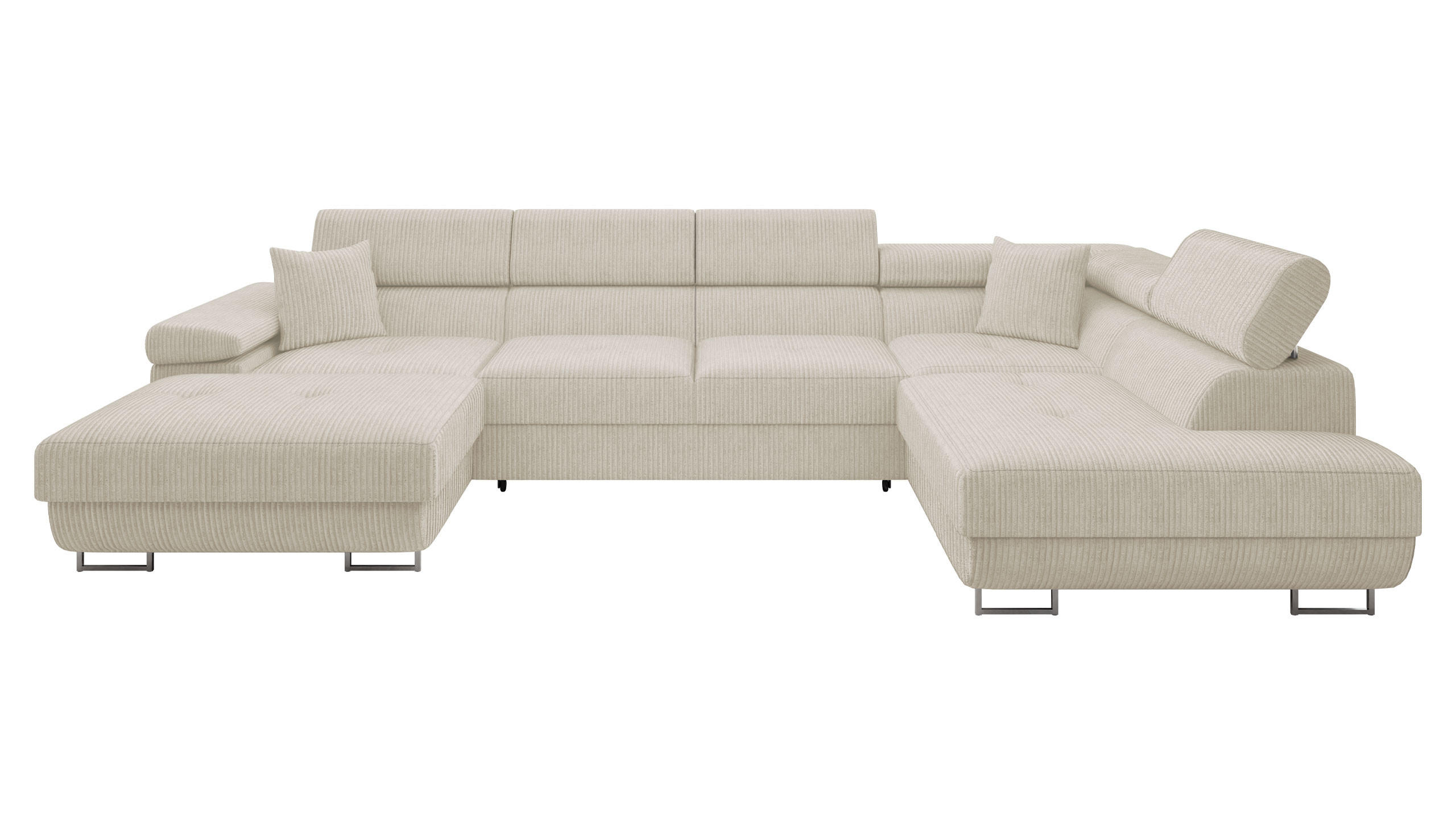 WOHNLANDSCHAFT Torezio Bis Cord, Seite: Rechts - Beige, Holz/Textil (346/90/203cm) - MIRJAN24