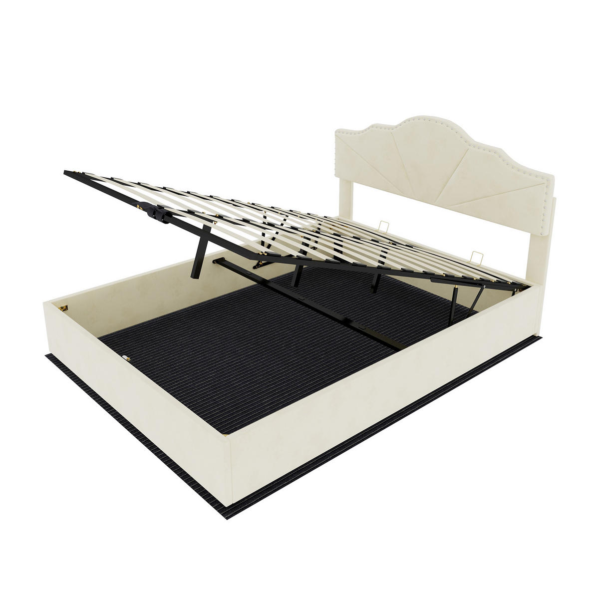 STAURAUMBETT 140/200 cm mit Hydraulik-Stauraum, DE-41913, in Beige - Beige, Metall (140/200cm) - ComfortXL