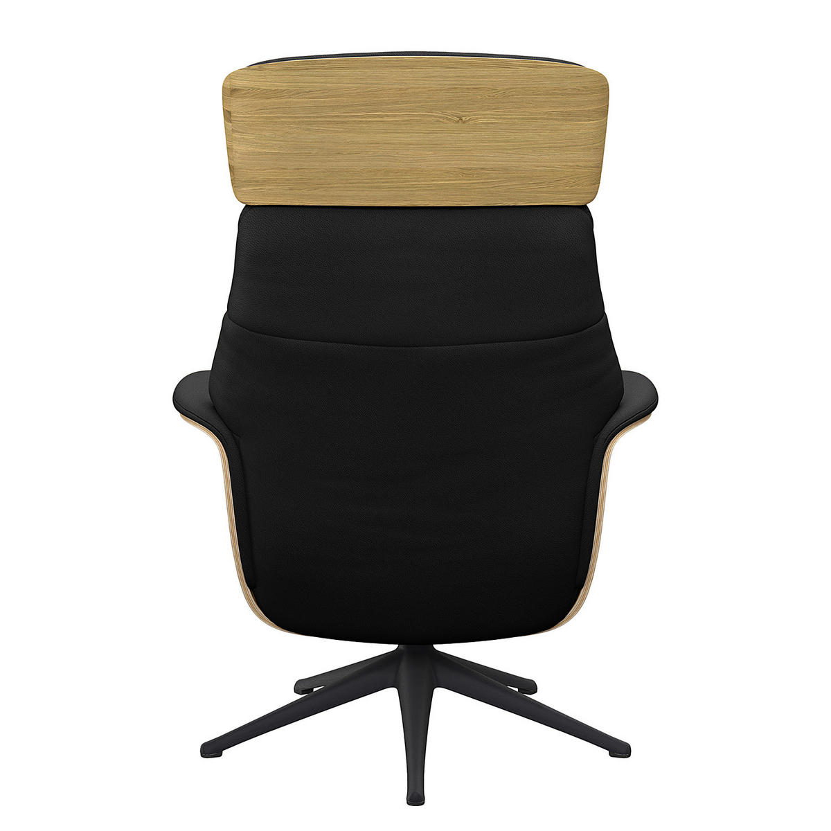 RELAXSESSEL - Echtleder - Schwarz, Leder/Metall (83/112/83cm) - home24