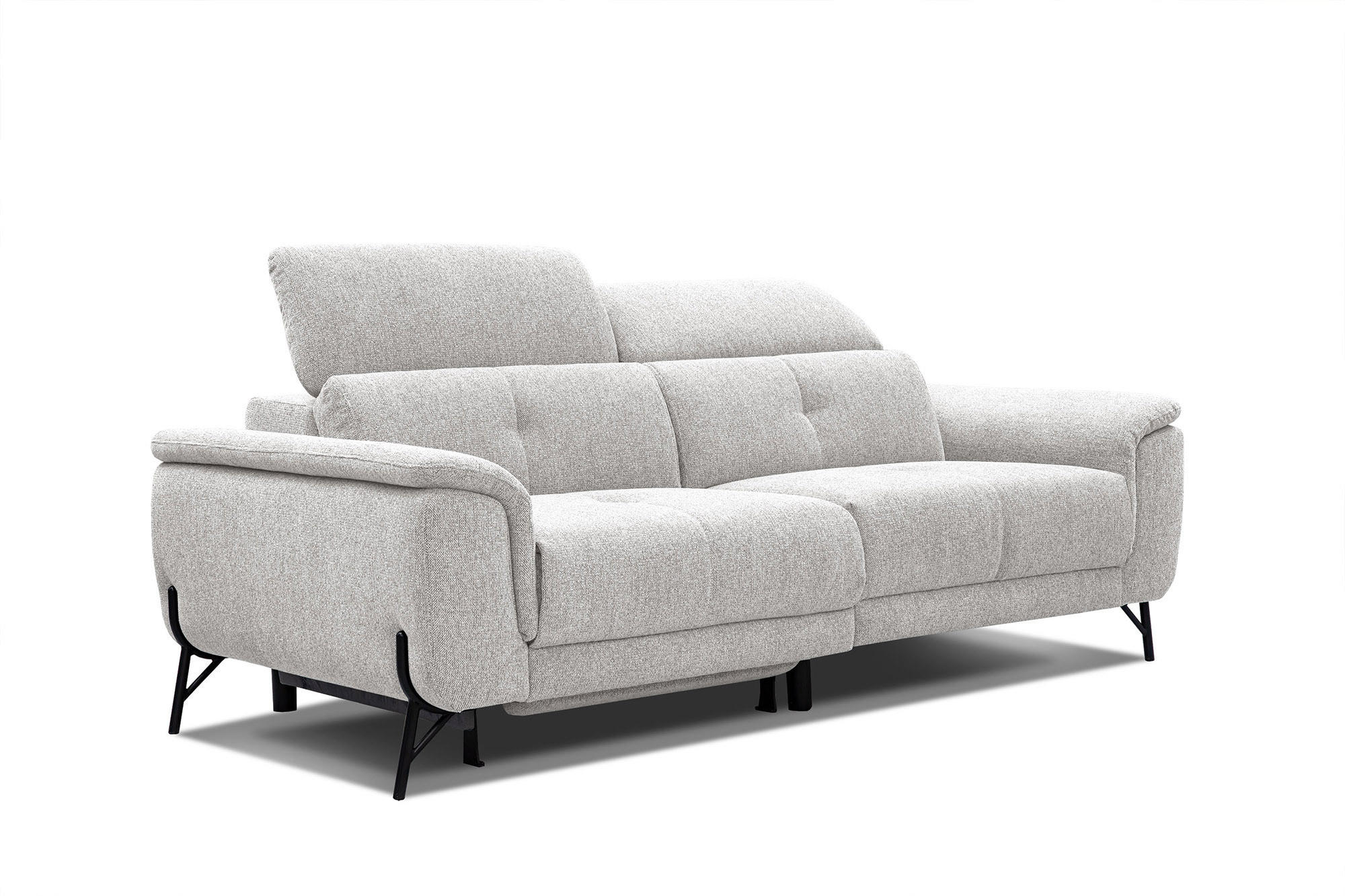 SOFA AVENA 3-Sitzer mit 1 Relaxfunktion, hellgrau - Hellgrau, Holzwerkstoff/Textil (204/80/108cm) - Courtois Laville