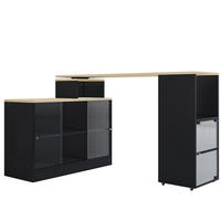BARTISCH ausziehbar mit Stauraum Schwarz MDF/Glas - Schwarz, Holz (40/90/155cm) - Beauniv