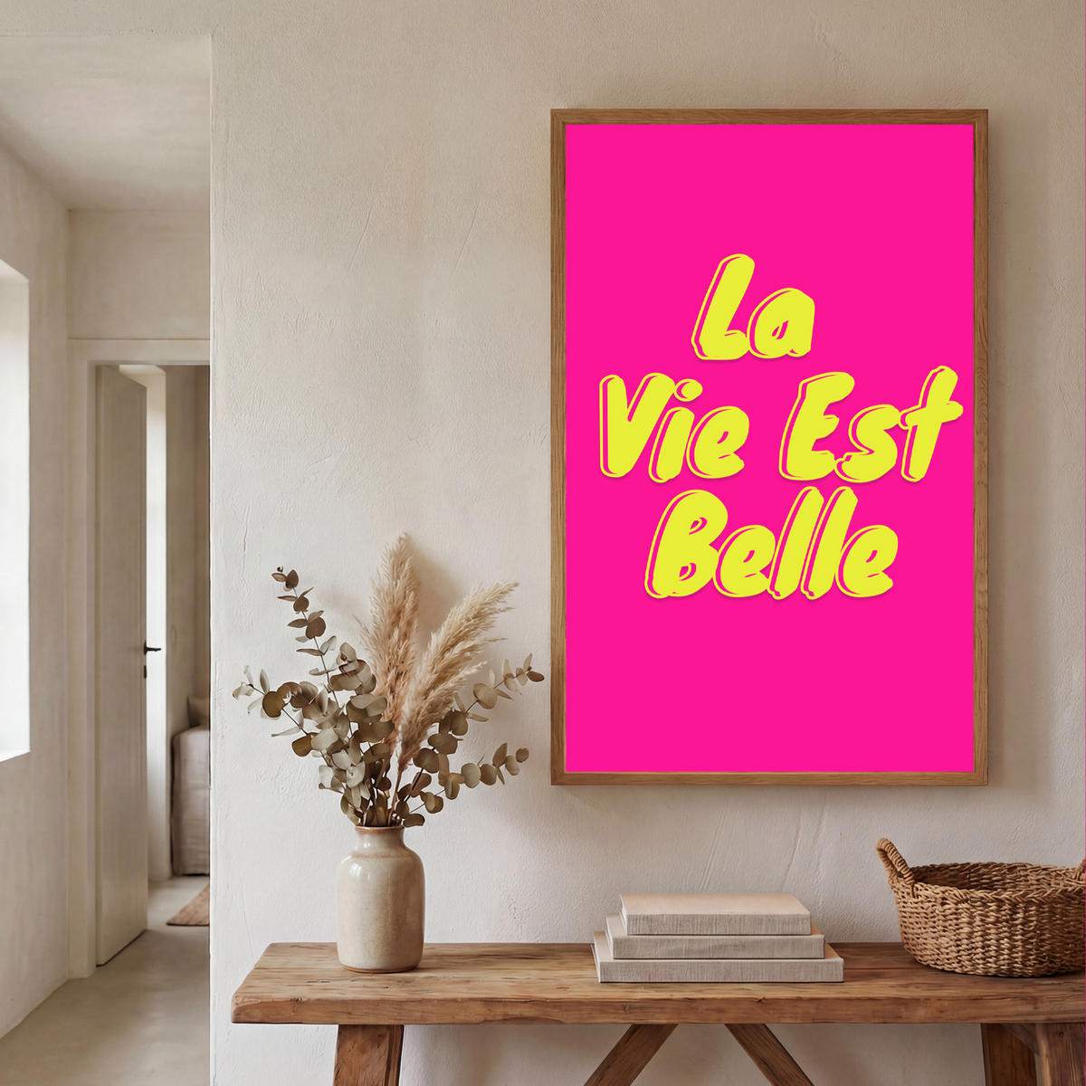 NÁSTĚNNÁ LAMPA S AKUMULÁTOREM Citace - Retro - Pink 70x100 cm - růžová, kompozitní dřevo (70/100/8cm) - OnlyWow