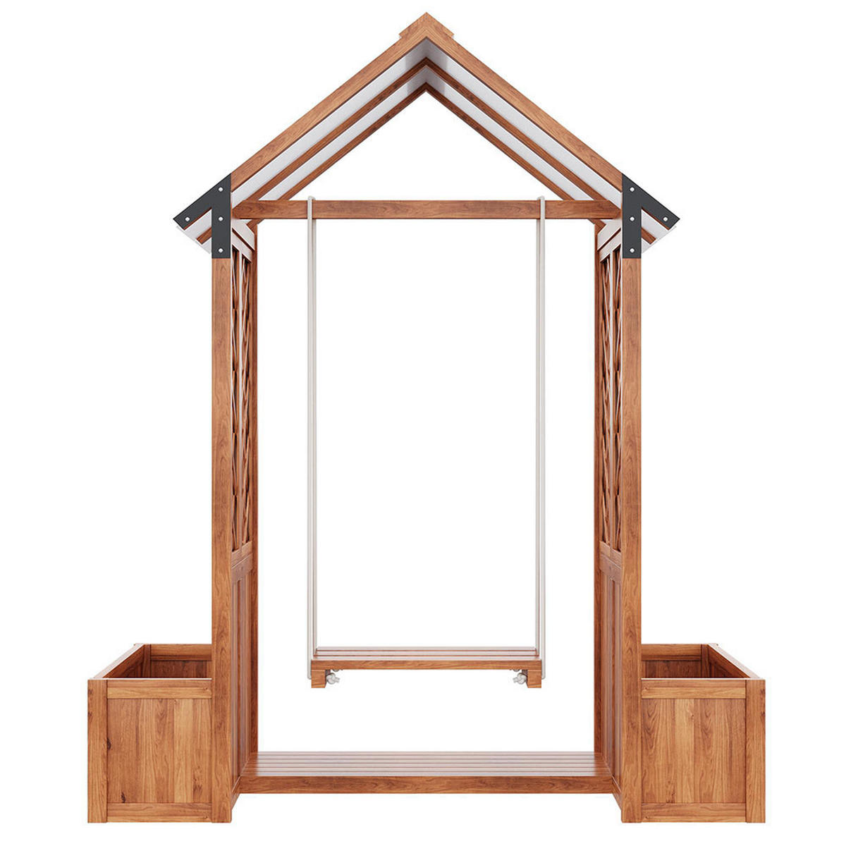 BLUMENKASTEN mit Spalier als Kletterhilfe，Braunes Massivholz - Braun, Holz (70/163/142cm) - KOMHTOM